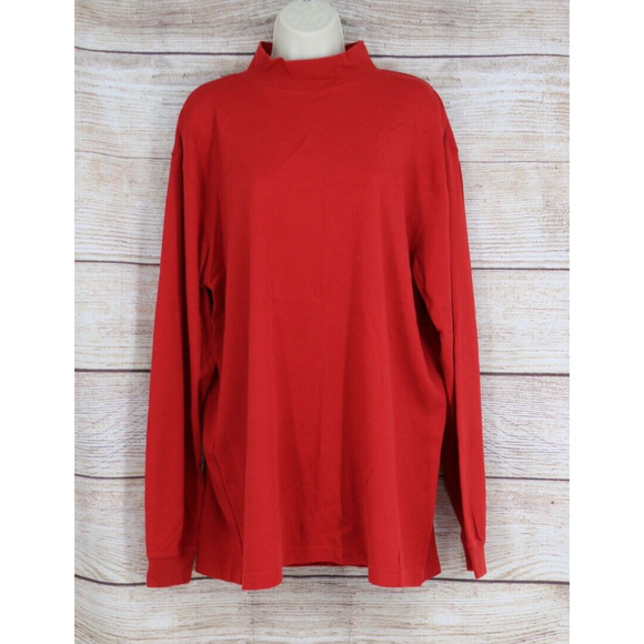 VINTAGE St Johns Bay Womens Turtleneck Long Sleeve Top Shirt Size Large Tall Red - Picture 1 of 6